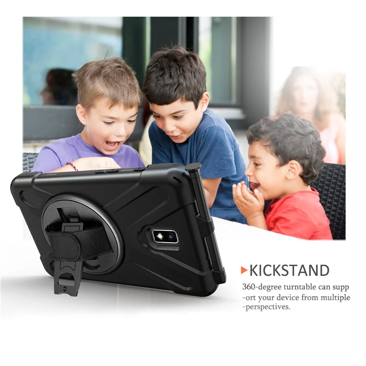 Pour Samsung Galaxy Tab Active 2 8.0 T395 / T390 [X-Shape] PC + Étui de combinaison TPU avec support à rotule Bandoulière - Tout en noir
