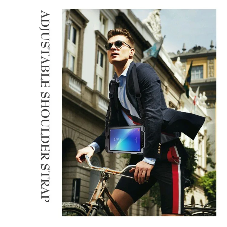 Pour Samsung Galaxy Tab Active 2 8.0 T395 / T390 [X-Shape] PC + Étui de combinaison TPU avec support à rotule Bandoulière - Tout en noir