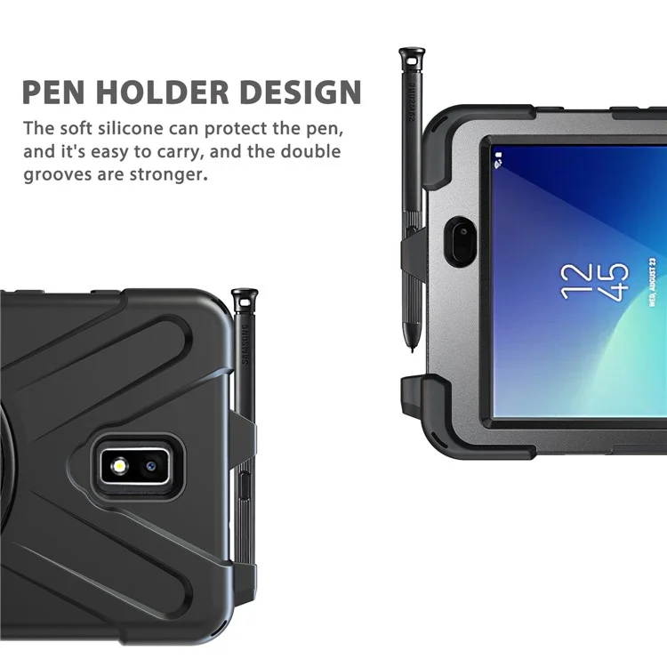 Pour Samsung Galaxy Tab Active 2 8.0 T395 / T390 [X-Shape] PC + Étui de combinaison TPU avec support à rotule Bandoulière - Tout en noir