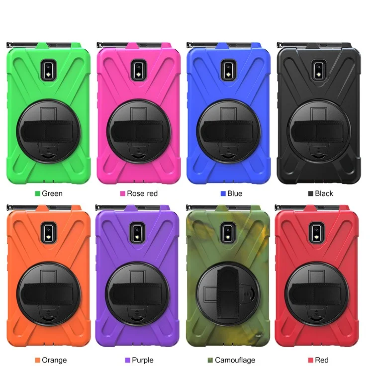 Pour Samsung Galaxy Tab Active 2 8.0 T395 / T390 [X-Shape] PC + Étui de combinaison TPU avec support à rotule Bandoulière - Tout en noir
