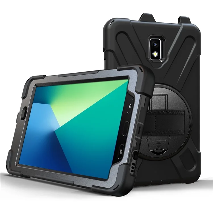 Pour Samsung Galaxy Tab Active 2 8.0 T395 / T390 [X-Shape] PC + Étui de combinaison TPU avec support à rotule Bandoulière - Tout en noir