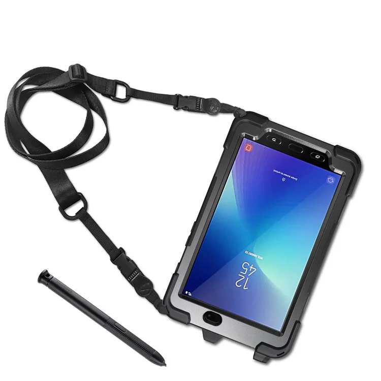 Pour Samsung Galaxy Tab Active 2 8.0 T395 / T390 [X-Shape] PC + Étui de combinaison TPU avec support à rotule Bandoulière - Tout en noir