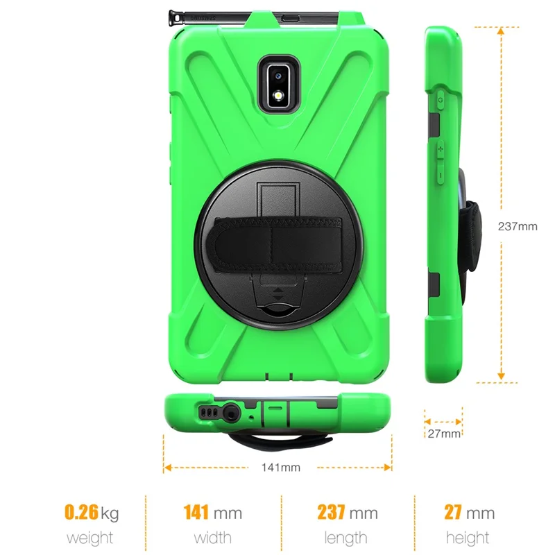 For Samsung Galaxy Tab Active 2 8.0 T395 / T390 [X-Shape] PC + TPU Combo Case with Kickstand Shoulder Strap - Green