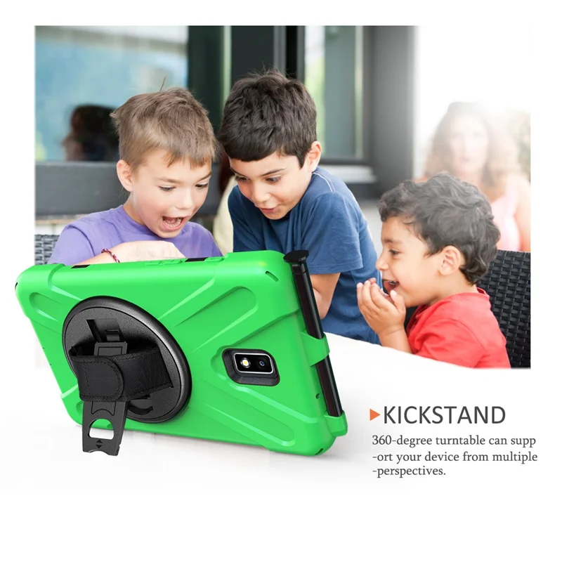 For Samsung Galaxy Tab Active 2 8.0 T395 / T390 [X-Shape] PC + TPU Combo Case with Kickstand Shoulder Strap - Green