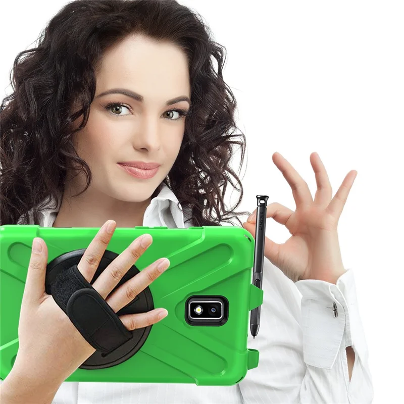 For Samsung Galaxy Tab Active 2 8.0 T395 / T390 [X-Shape] PC + TPU Combo Case with Kickstand Shoulder Strap - Green