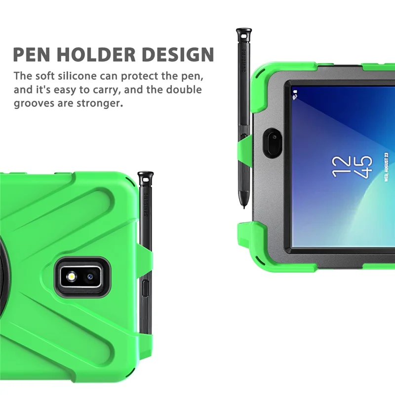 For Samsung Galaxy Tab Active 2 8.0 T395 / T390 [X-Shape] PC + TPU Combo Case with Kickstand Shoulder Strap - Green