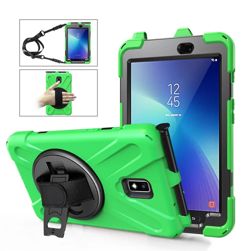 For Samsung Galaxy Tab Active 2 8.0 T395 / T390 [X-Shape] PC + TPU Combo Case with Kickstand Shoulder Strap - Green