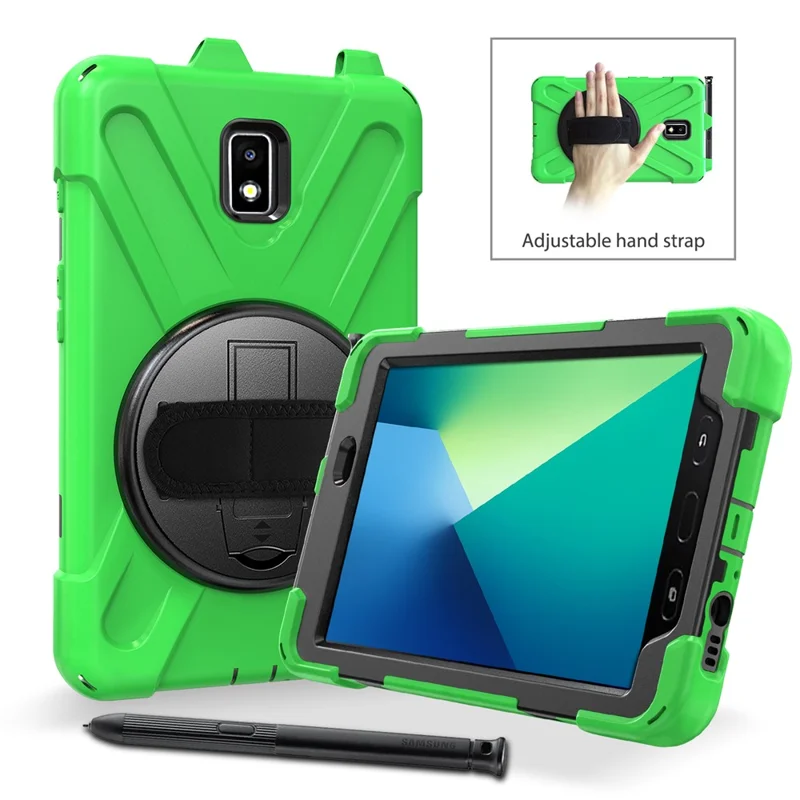 For Samsung Galaxy Tab Active 2 8.0 T395 / T390 [X-Shape] PC + TPU Combo Case with Kickstand Shoulder Strap - Green