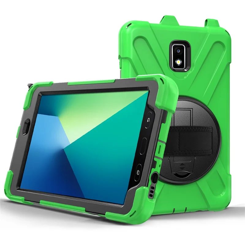 For Samsung Galaxy Tab Active 2 8.0 T395 / T390 [X-Shape] PC + TPU Combo Case with Kickstand Shoulder Strap - Green