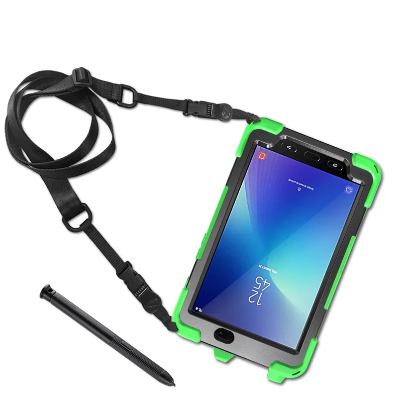 For Samsung Galaxy Tab Active 2 8.0 T395 / T390 [X-Shape] PC + TPU Combo Case with Kickstand Shoulder Strap - Green