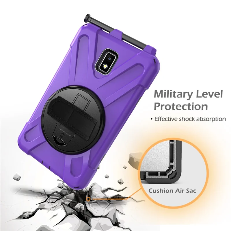 For Samsung Galaxy Tab Active 2 8.0 T395 / T390 [X-Shape] PC + TPU Combo Case with Kickstand Shoulder Strap - Purple