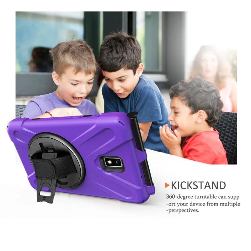 For Samsung Galaxy Tab Active 2 8.0 T395 / T390 [X-Shape] PC + TPU Combo Case with Kickstand Shoulder Strap - Purple