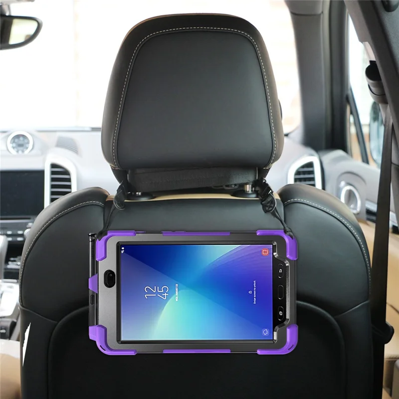 For Samsung Galaxy Tab Active 2 8.0 T395 / T390 [X-Shape] PC + TPU Combo Case with Kickstand Shoulder Strap - Purple