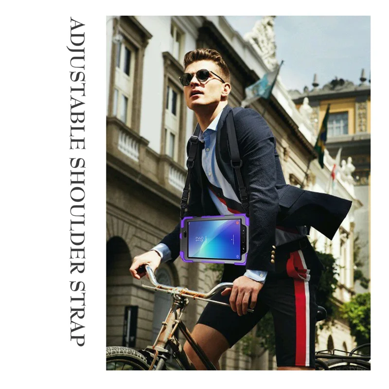 For Samsung Galaxy Tab Active 2 8.0 T395 / T390 [X-Shape] PC + TPU Combo Case with Kickstand Shoulder Strap - Purple