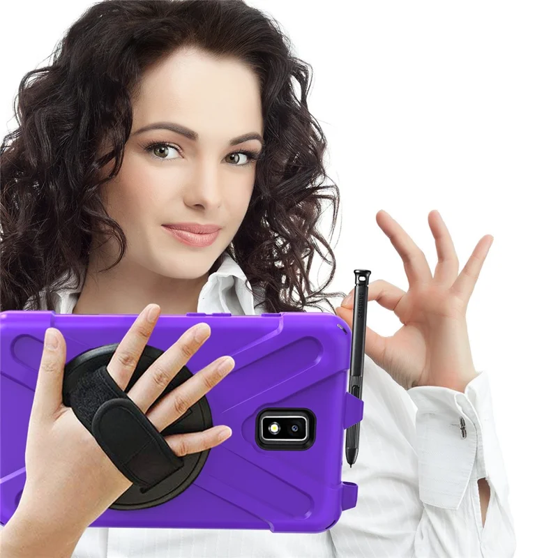 For Samsung Galaxy Tab Active 2 8.0 T395 / T390 [X-Shape] PC + TPU Combo Case with Kickstand Shoulder Strap - Purple