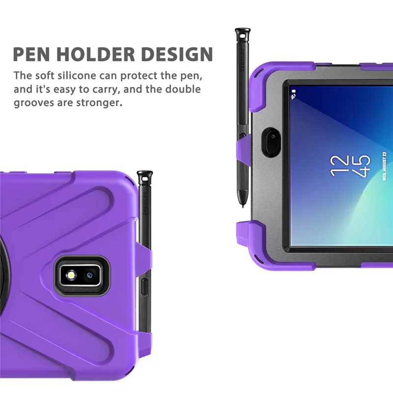 For Samsung Galaxy Tab Active 2 8.0 T395 / T390 [X-Shape] PC + TPU Combo Case with Kickstand Shoulder Strap - Purple