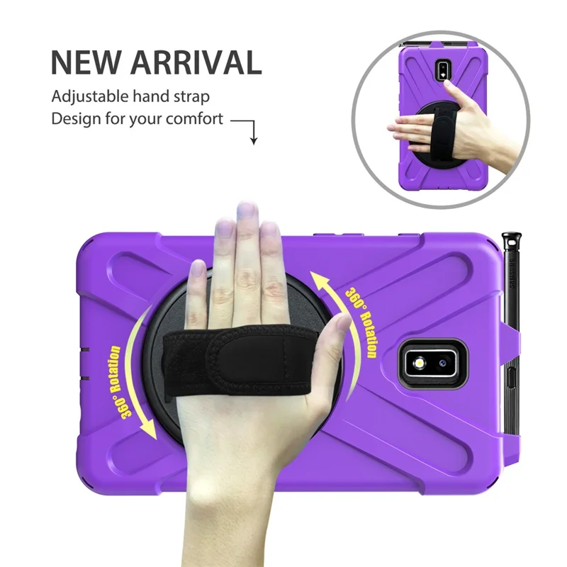 For Samsung Galaxy Tab Active 2 8.0 T395 / T390 [X-Shape] PC + TPU Combo Case with Kickstand Shoulder Strap - Purple