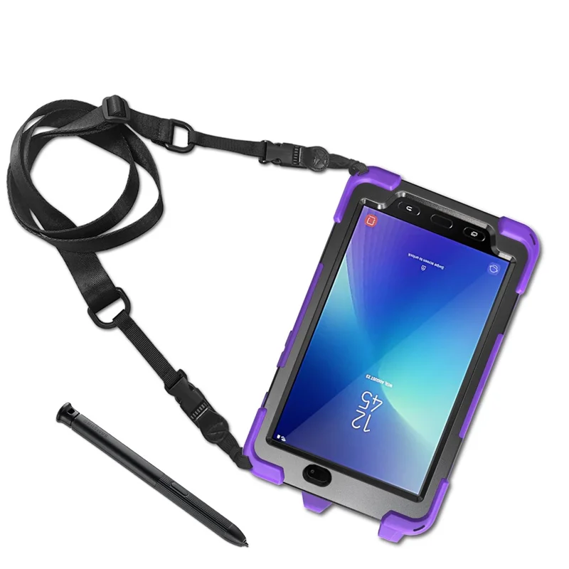 For Samsung Galaxy Tab Active 2 8.0 T395 / T390 [X-Shape] PC + TPU Combo Case with Kickstand Shoulder Strap - Purple