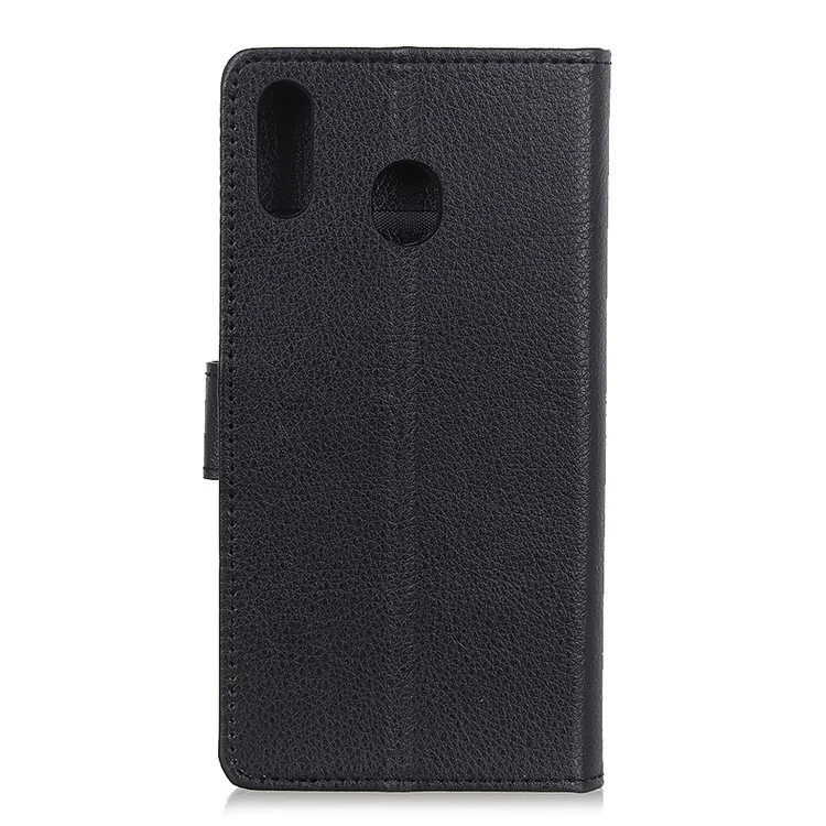 Case de Billetera de Cuero de Piel Litchi Para Samsung Galaxy A40 - Negro