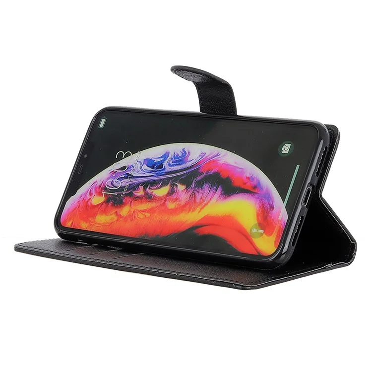 Carteira de Couro de Litchi para Samsung Galaxy A40 - Preta