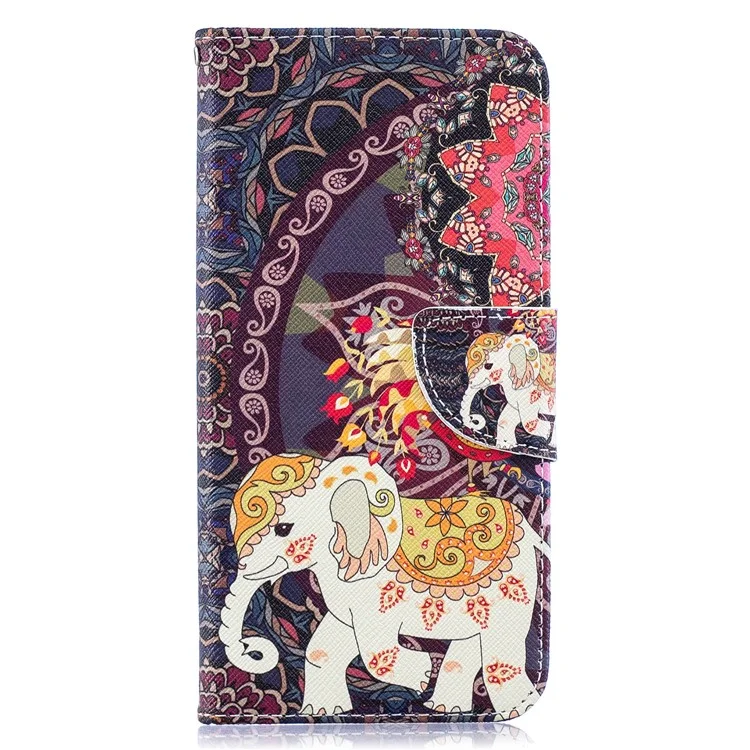 Pattern Printing PU Leather Wallet Cover for Samsung Galaxy A50 / A50s / A30s - Elephant and Peacock