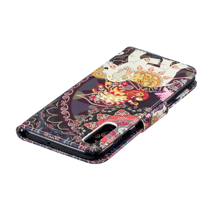 Pattern Printing PU Leather Wallet Cover for Samsung Galaxy A50 / A50s / A30s - Elephant and Peacock