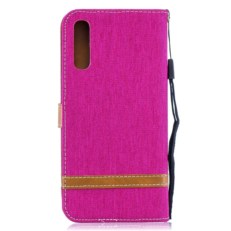 Assorted Color Jeans Cloth Wallet Stand Leather Shell for Samsung Galaxy A50 / A50s / A30s - Rose