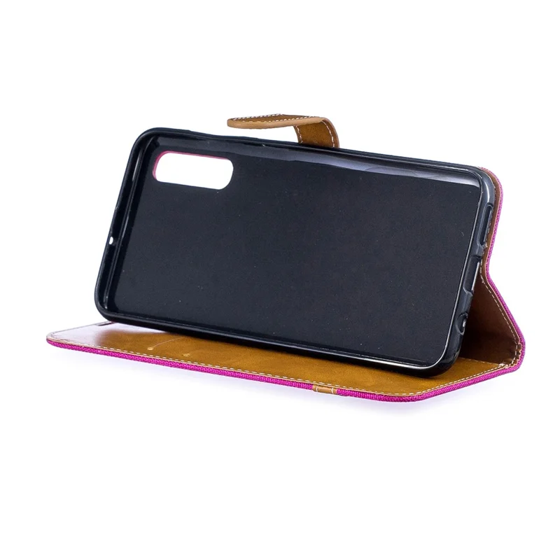 Assorted Color Jeans Cloth Wallet Stand Leather Shell for Samsung Galaxy A50 / A50s / A30s - Rose