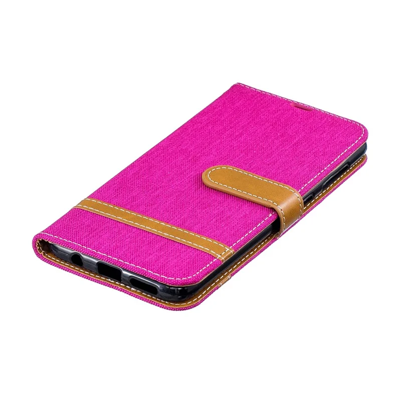 Assorted Color Jeans Cloth Wallet Stand Leather Shell for Samsung Galaxy A50 / A50s / A30s - Rose