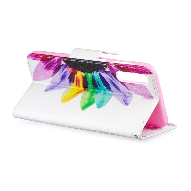 Pattern Printing PU Leather Flip Cover for Samsung Galaxy A50 / A50s / A30s - Petals Pattern