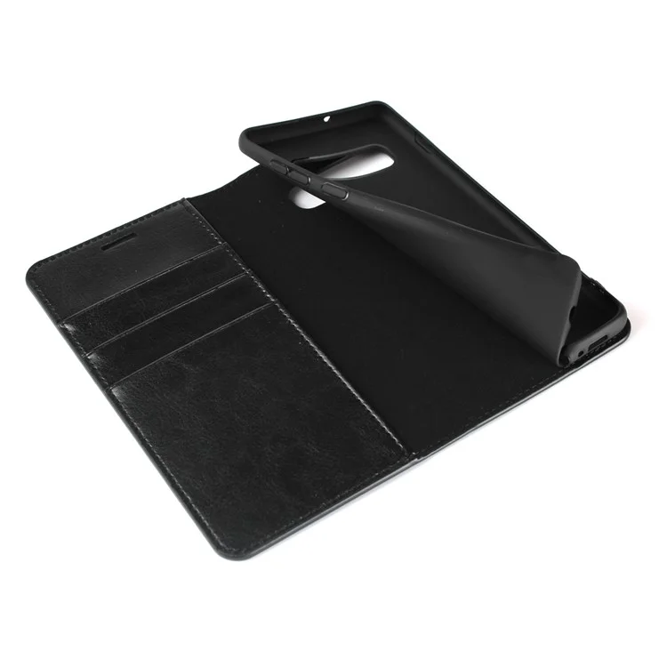 Cavaleiro Louco Cavalo De Couro Genuíno Com Carteira Para Samsung Galaxy S10 Plus - Preto