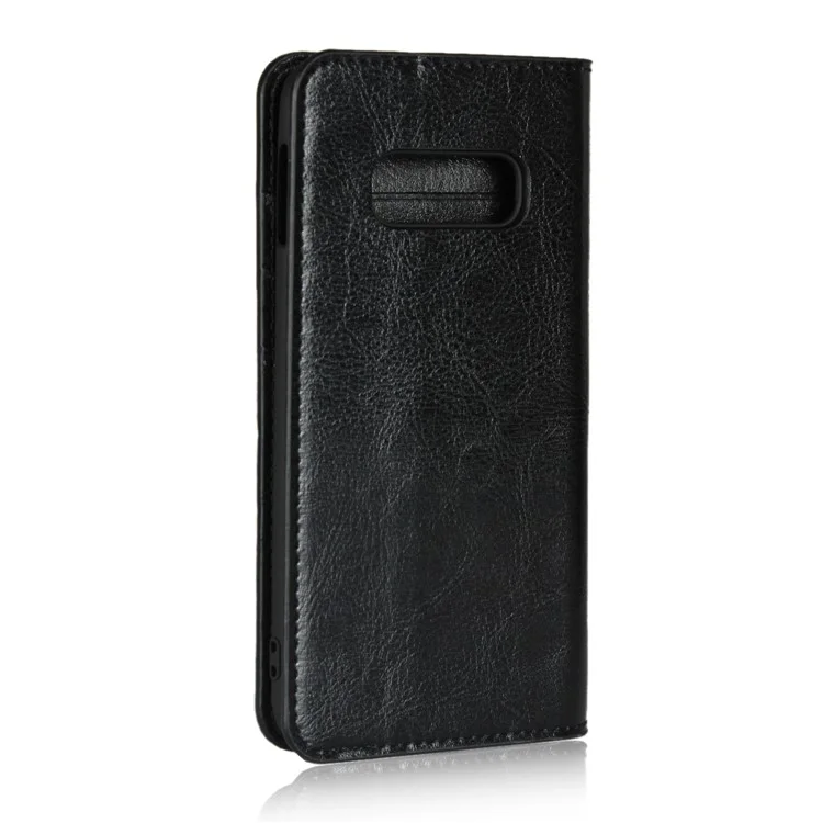 Crazy Horse Genuine Leather Willet Telep Cover Para Samsung Galaxy S10e - Negro