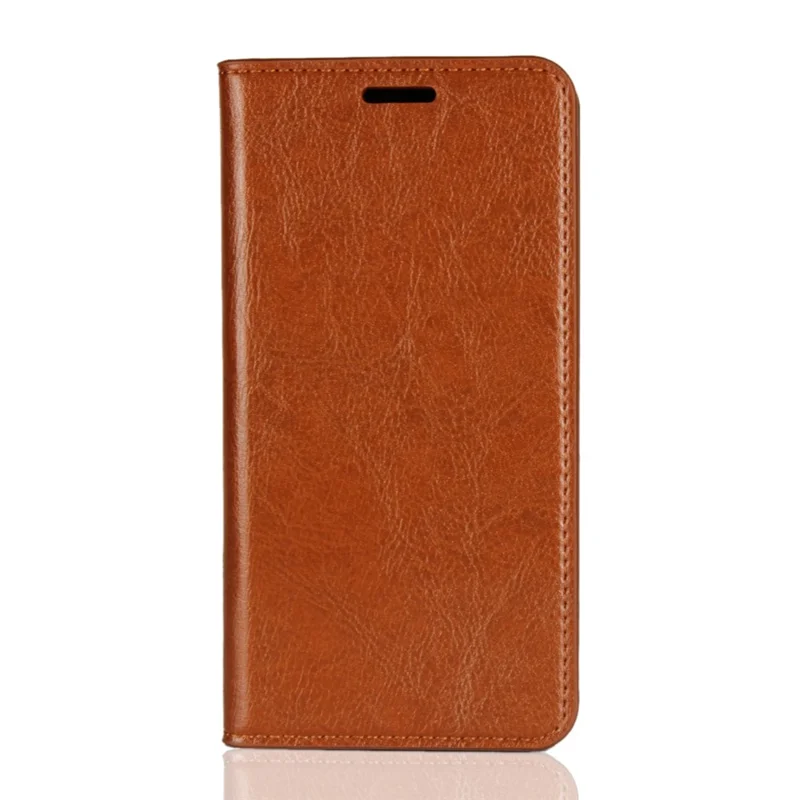 Crazy Horse Genuine Leather Wallet Phone Cover for Samsung Galaxy S10e - Brown