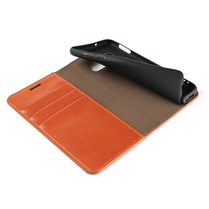 Crazy Horse Genuine Leather Wallet Phone Cover for Samsung Galaxy S10e - Brown