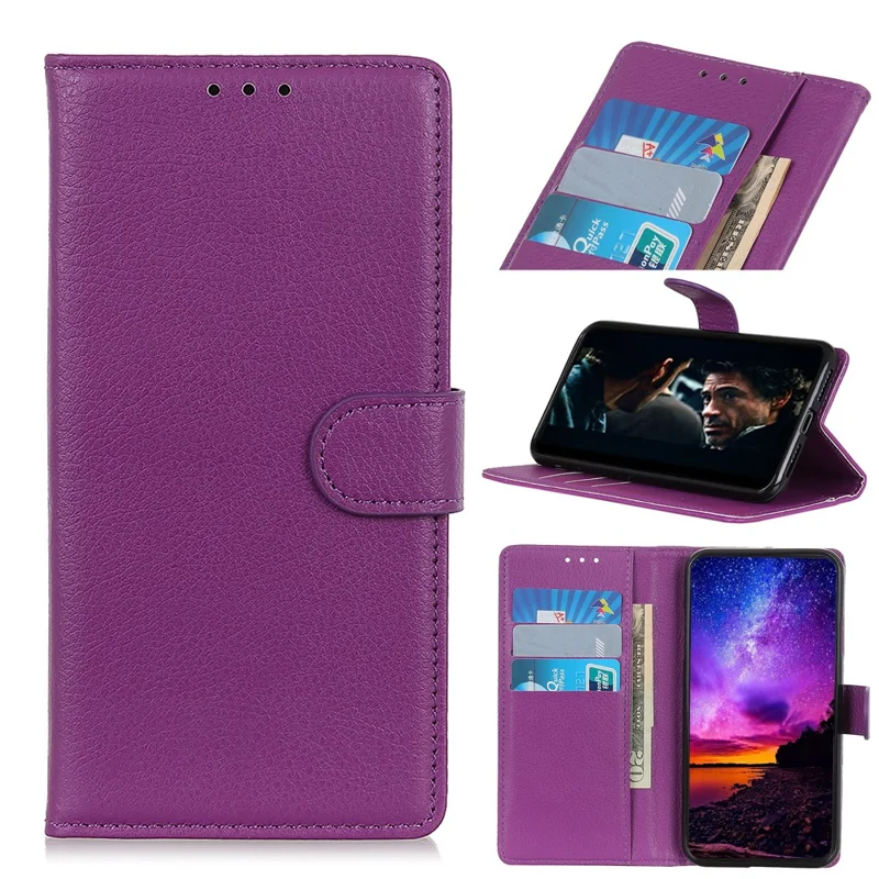 Für Samsung Galaxy A50 / A50s / A30s Wallet Phone Case Litchi Skin Leather Flip Cover mit Ständer - Lila