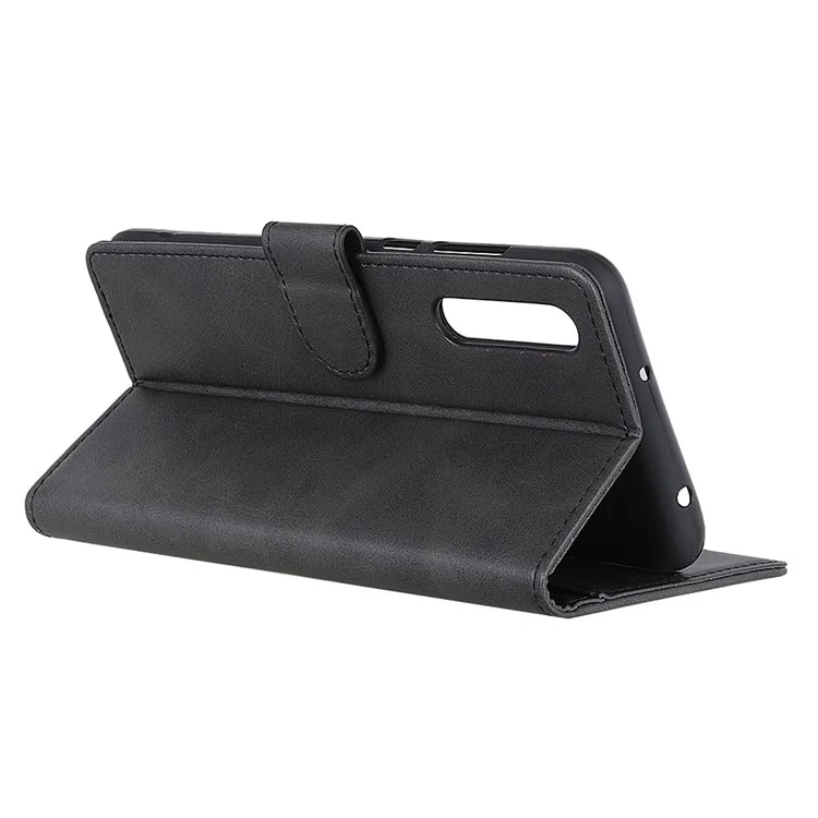 Matte Haut Brieftasche Lederstand Hülle Für Samsung Galaxy A50 / A50s / A30s - Schwarz