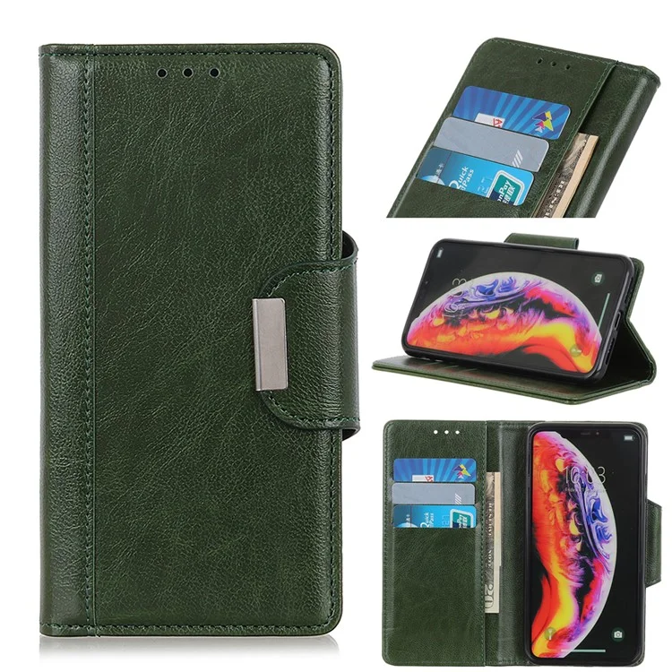 Glossy PU Leather Wallet Case for Samsung Galaxy A50 / A50s / A30s - Army Green