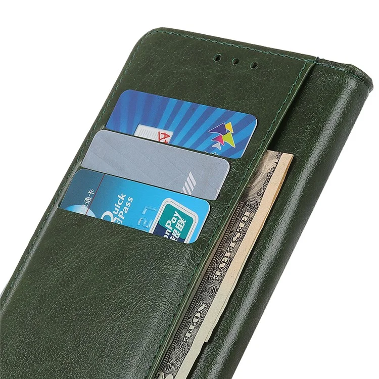 Glossy PU Leather Wallet Case for Samsung Galaxy A50 / A50s / A30s - Army Green