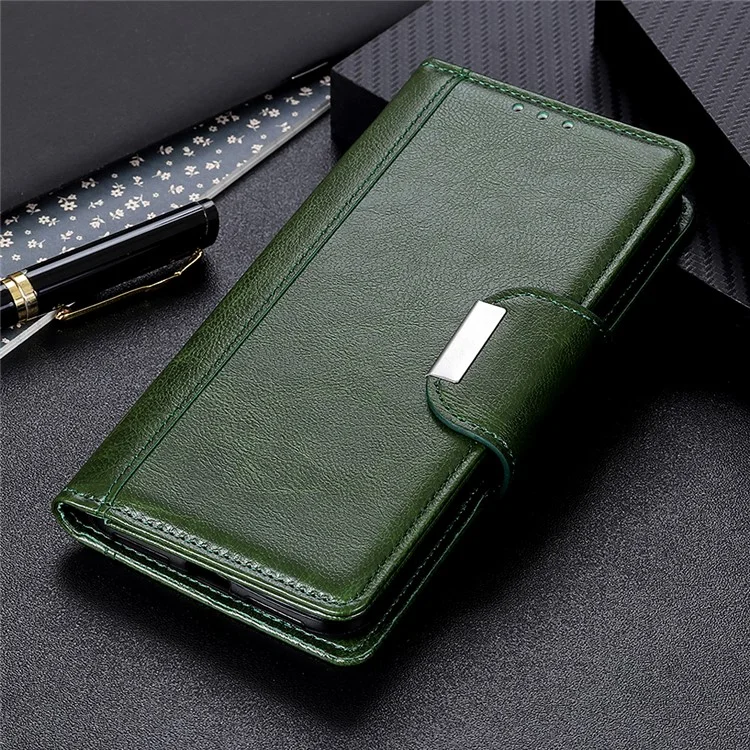 Glossy PU Leather Wallet Case for Samsung Galaxy A50 / A50s / A30s - Army Green