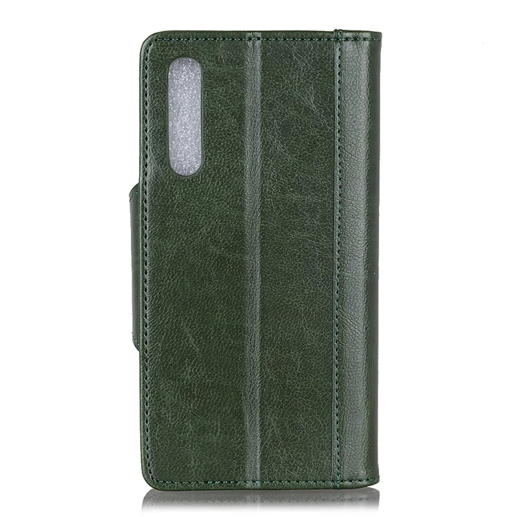 Case de Billetera de Cuero PU Brillante Para Samsung Galaxy A50 / A50 / A30 - Ejercito Verde
