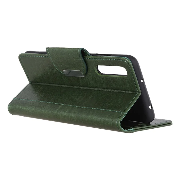 Case de Billetera de Cuero PU Brillante Para Samsung Galaxy A50 / A50 / A30 - Ejercito Verde
