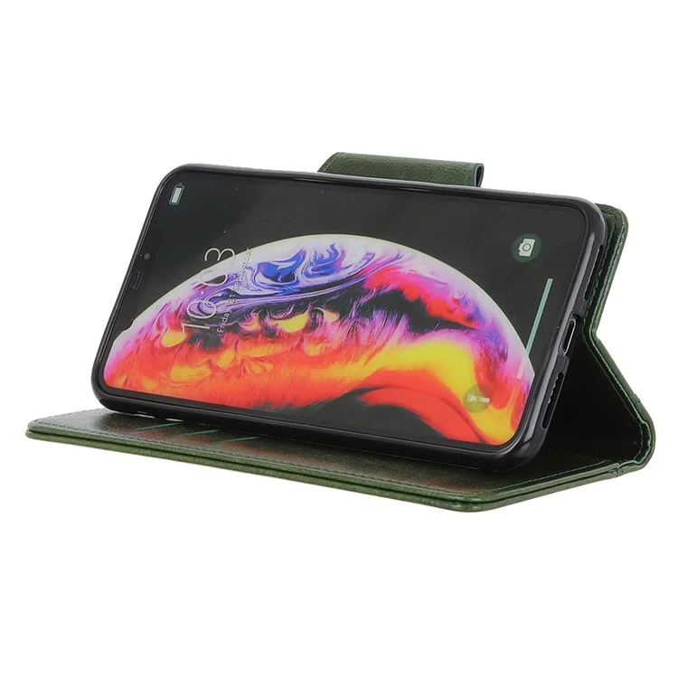 Case de Billetera de Cuero PU Brillante Para Samsung Galaxy A50 / A50 / A30 - Ejercito Verde