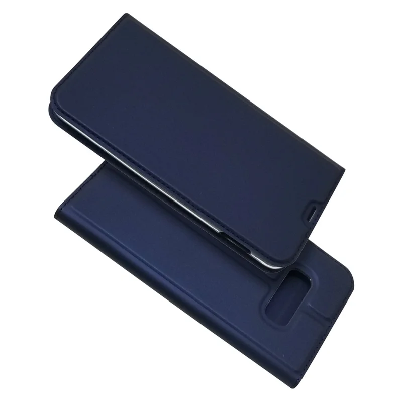 Magnetic Adsorption Leather Card Holder Case for Samsung Galaxy S10e - Dark Blue
