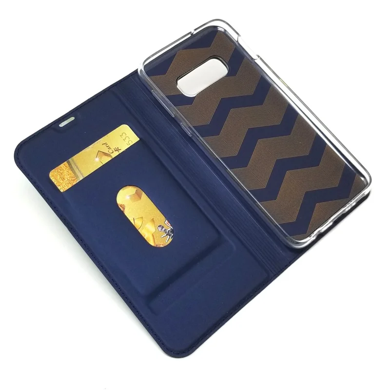 Magnetic Adsorption Leather Card Holder Case for Samsung Galaxy S10e - Dark Blue
