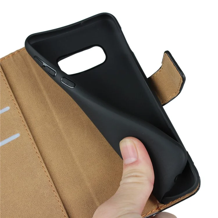 Guscio in Pelle Genuina Con Portafoglio Stand Per Samsung Galaxy S10e