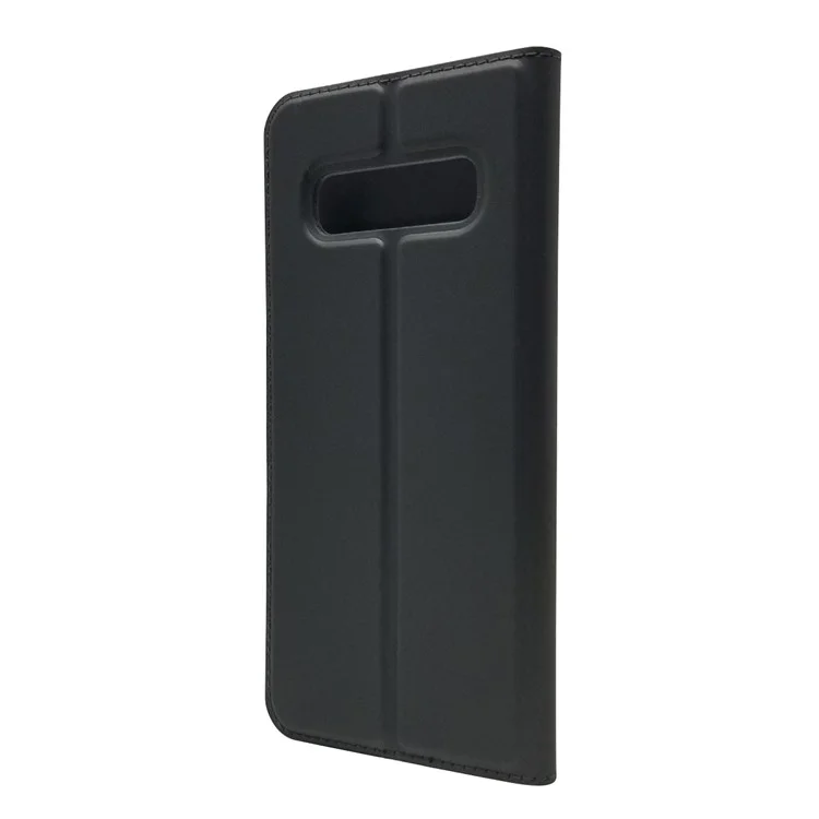 Case de Cartão de Couro de Adsorção Magnética Para o Samsung Galaxy S10 Plus - Preto