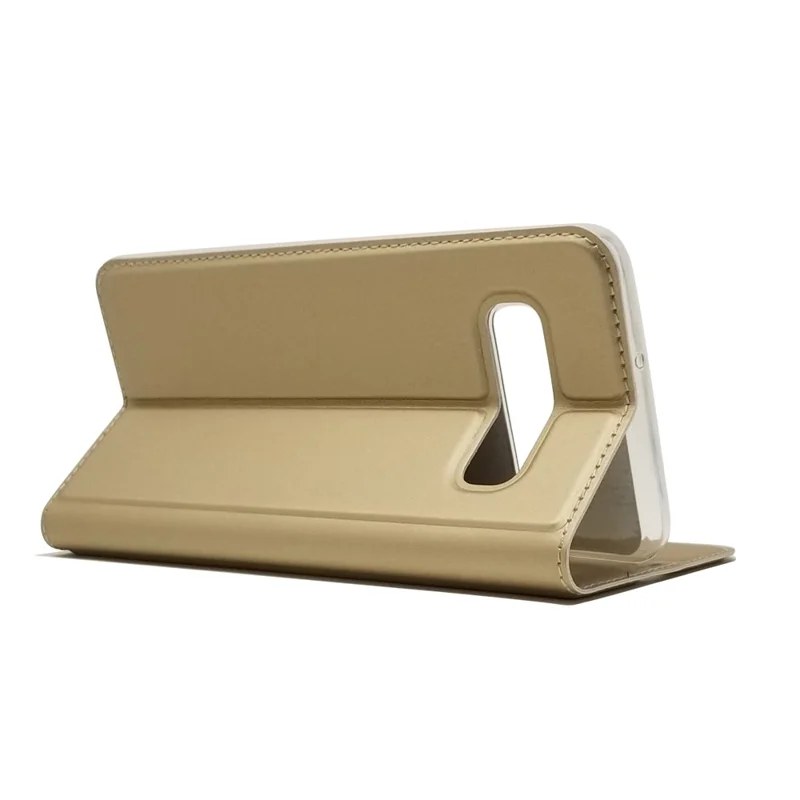 Magnetic Adsorption Leather Card Holder Case for Samsung Galaxy S10 Plus - Gold