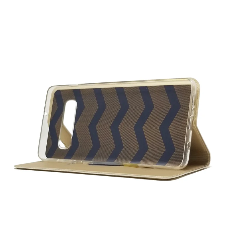 Magnetic Adsorption Leather Card Holder Case for Samsung Galaxy S10 Plus - Gold
