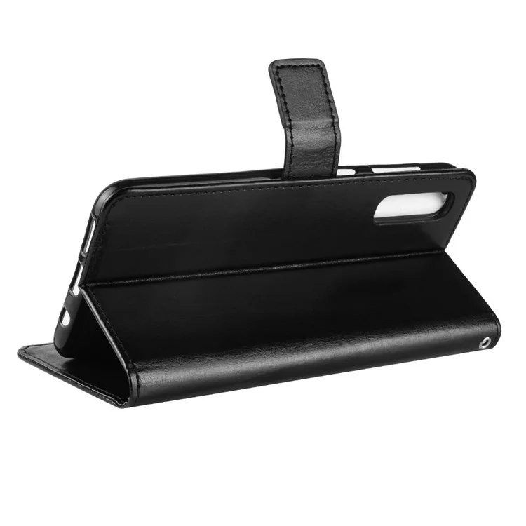 Crazy Horse Horel Leather Stand Phone Phone Com Strap For Samsung Galaxy A50 / A50s / A30s - Preto