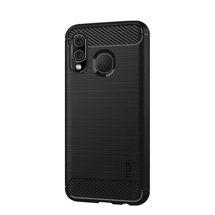 MOFI Capa Textura Fibra de Carbono Escovada TPU para Samsung Galaxy A40 - Preto